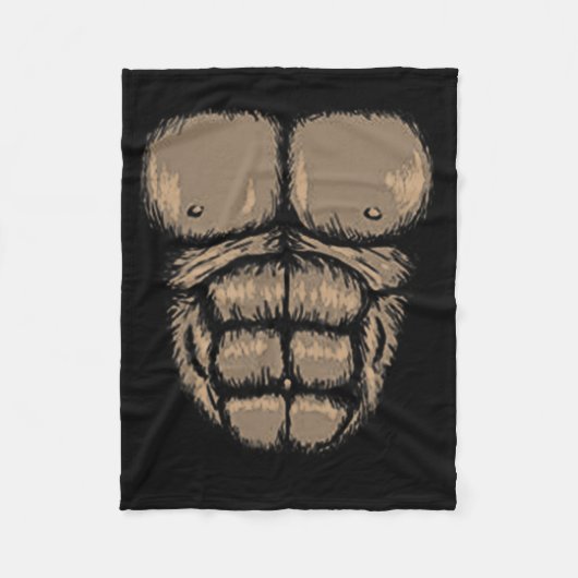 ハロウィンゴリラ胸コスチュームかわいいモンキーマッスル フリースブランケット (正面)