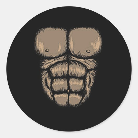ハロウィンゴリラ胸コスチュームかわいいモンキーマッスル ラウンドシール (正面)