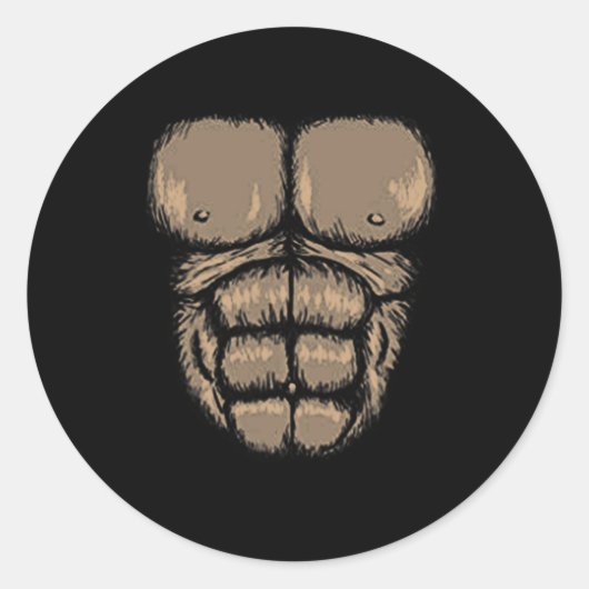 ハロウィンゴリラ胸コスチュームかわいいモンキーマッスル ラウンドシール (正面)