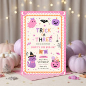 ハロウィンゴーストのトリックオアスリー 3歳の誕生日 招待状