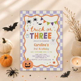 ハロウィンゴーストのトリックオアトリート 3歳の誕生日パーティー 招待状