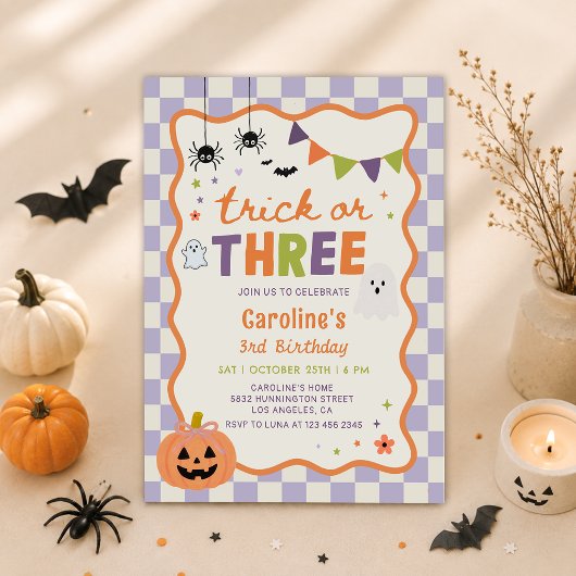 ハロウィンゴーストのトリックオアトリート 3歳の誕生日パーティー 招待状