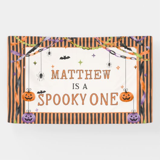 ハロウィンゴーストの1歳の誕生日招待状 横断幕 (横)