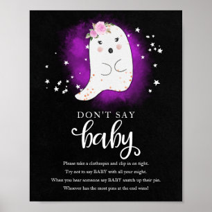 ハロウィンゴーストベビーシャワーおしゃれなサイン Don't Say Baby ポスター