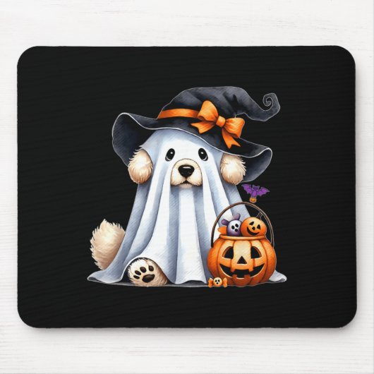 ハロウィンゴースト犬 マウスパッド (正面)