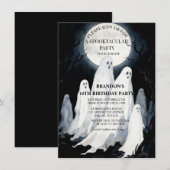 ハロウィンゴースト10歳の誕生日おめでとうパーティー 招待状 (正面/裏面)