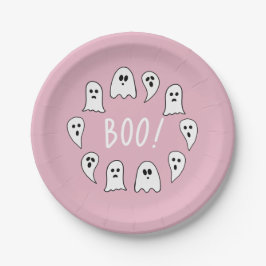 ハロウィンゴースト ブー ピンク ペーパープレート