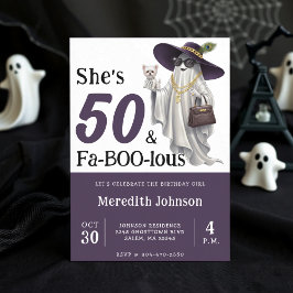ハロウィンゴースト 女性の素晴らしい50歳の誕生日 招待状