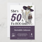 ハロウィンゴースト 女性の素晴らしい50歳の誕生日 招待状 (正面)