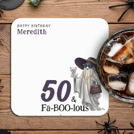 ハロウィンゴースト 女性 おしゃれな50歳の誕生日 スクエアペーパーコースター