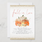 ハロウィンゴールドグリッターQRコード結婚式 秋の恋 招待状 (正面)