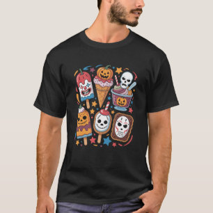 ハロウィンサマーポプシクルハロウィンアイスクリームサム Tシャツ