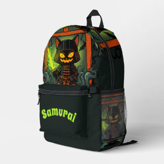 ハロウィンサムライ武士 - クリーピーな日本のお化け プリントバックパック
