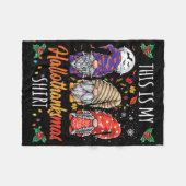 ハロウィンサンクスギビングクリスマスおもしろいハロサンクスマ フリースブランケット (正面(横))