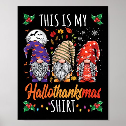 ハロウィンサンクスギビングクリスマスおもしろいハロサンクスマ ポスター (正面)