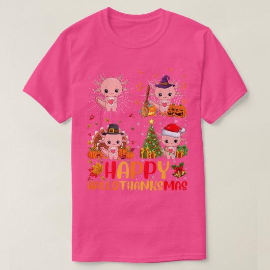 ハロウィンサンクスギビングクリスマスアオロタルハロサンキュー Tシャツ (デザイン正面)