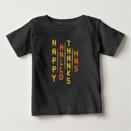 ハロウィンサンクスギビングクリスマスシンプルタイポグラフィ ベビーTシャツ