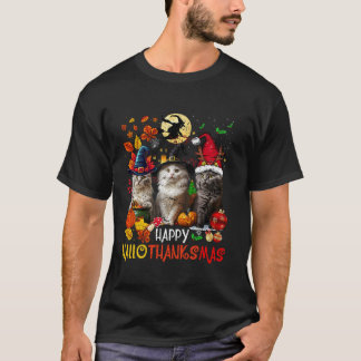 ハロウィンサンクスギビングクリスマスハッピーハ感謝していロ Tシャツ