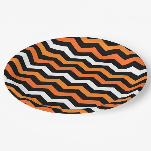 ハロウィンシェブロンストライプ紙プレート ペーパープレート (アングル)