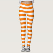 ハロウィンシックなオレンジ色の白いストライプの魔女の衣装 レギンス (正面)