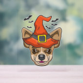 ハロウィンシャツ魔女チワワ衣装ギフト アクリルサイン (ニュートラル)