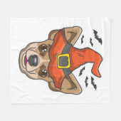 ハロウィンシャツ魔女チワワ衣装ギフト フリースブランケット (正面(横))