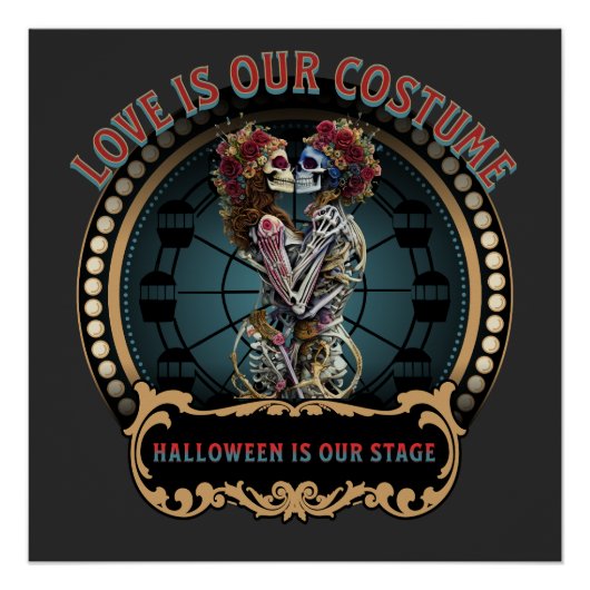 ハロウィンシャツ |踊りスケルトンTee |コーヒー広告 ポスター (正面)