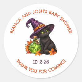 ハロウィンシャワーのお返しステッカー Baby is Brewing ラウンドシール