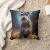 ハロウィンシュナウザーとカボチャ怖い クッション (ブランケット)