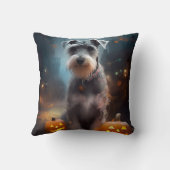 ハロウィンシュナウザーとカボチャ怖い クッション (裏面)