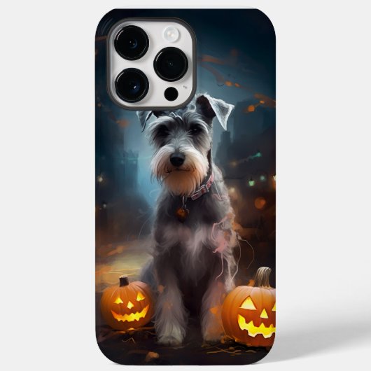 ハロウィンシュナウザーとカボチャ怖い Case-Mate iPhoneケース (裏面)
