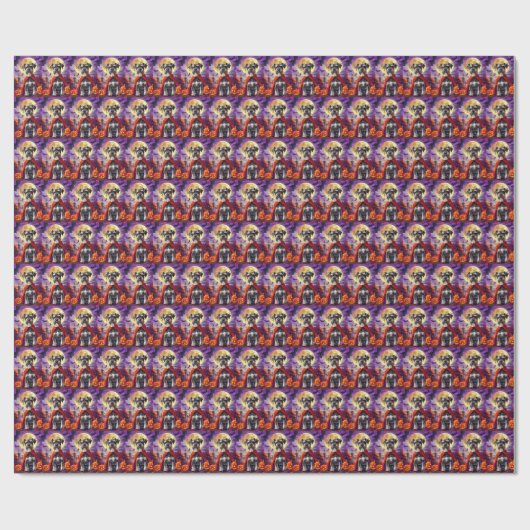 ハロウィンシュナウザーヴァンパイアパンプキンズ怖 ラッピングペーパー (フラット)