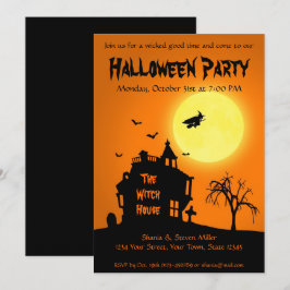 ハロウィンシルエットウィッチ幽霊のよく出るハウスパーティー 招待状