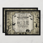 ハロウィンシルエット衣装パーティの招待状 招待状 (正面/裏面)