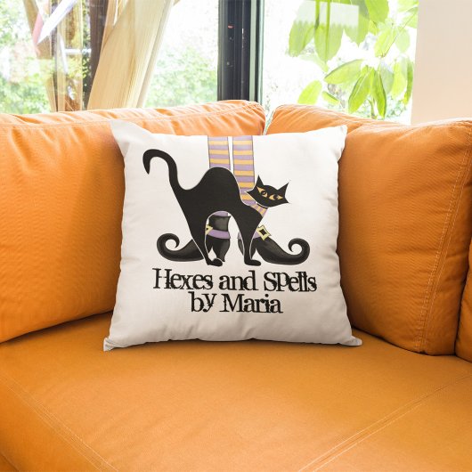 ハロウィンシンプルお洒落ウィッチシューズブラックキャット クッション
