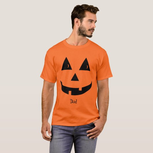 ハロウィンシンプルオレンジおもしろいハロウィーンのカボチャのちょうちん Tシャツ (正面フル)