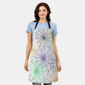 ハロウィンシンプルスパイダーのくもの巣模様 エプロン (着用した状態)