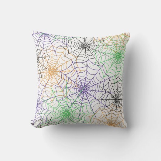 ハロウィンシンプルスパイダーのくもの巣模様 クッション (正面)
