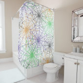 ハロウィンシンプルスパイダーのくもの巣模様 シャワーカーテン (インサイチュ)