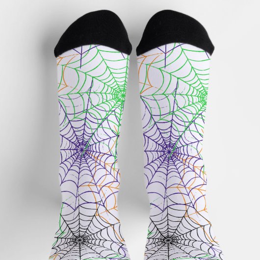 ハロウィンシンプルスパイダーのくもの巣模様 ソックス (上部)