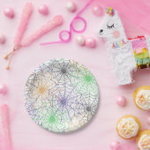 ハロウィンシンプルスパイダーのくもの巣模様 ペーパープレート (パーティー)