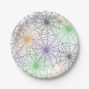 ハロウィンシンプルスパイダーのくもの巣模様 ペーパープレート