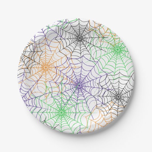 ハロウィンシンプルスパイダーのくもの巣模様 ペーパープレート (正面)