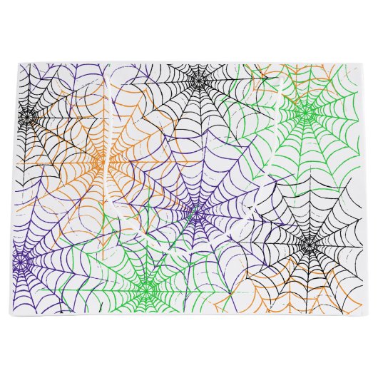 ハロウィンシンプルスパイダーのくもの巣模様 ラージペーパーバッグ (正面)
