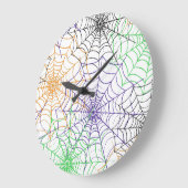 ハロウィンシンプルスパイダーのくもの巣模様 ラージ壁時計 (傾斜)