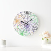 ハロウィンシンプルスパイダーのくもの巣模様 ラージ壁時計 (ホーム)