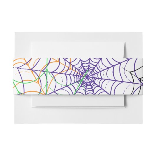 ハロウィンシンプルスパイダーのくもの巣模様 招待状ベリーバンド (正面例)