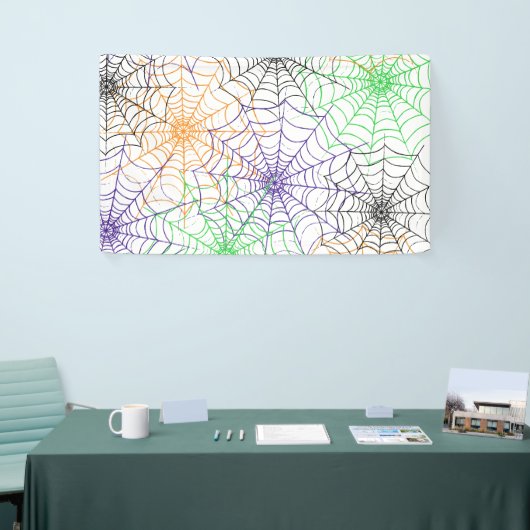 ハロウィンシンプルスパイダーのくもの巣模様 横断幕 (トレードショー)