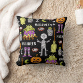 ハロウィンシンボル、ヴィンテージシームレステーマ クッション (ブランケット)