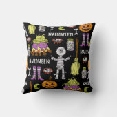 ハロウィンシンボル、ヴィンテージシームレステーマ クッション (裏面)